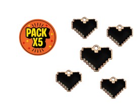 Dije Esmaltado Corazón Negro Pixelado